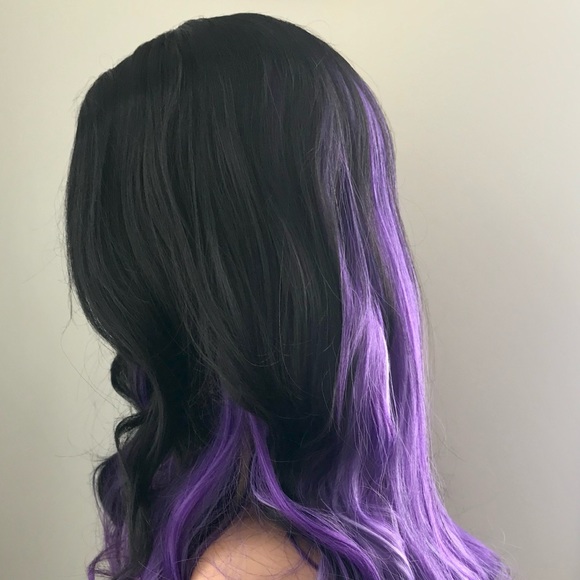 Very Pretty Effortless Style 24” Black & Purple Premium Fiber Wig - Picture 5 of 10